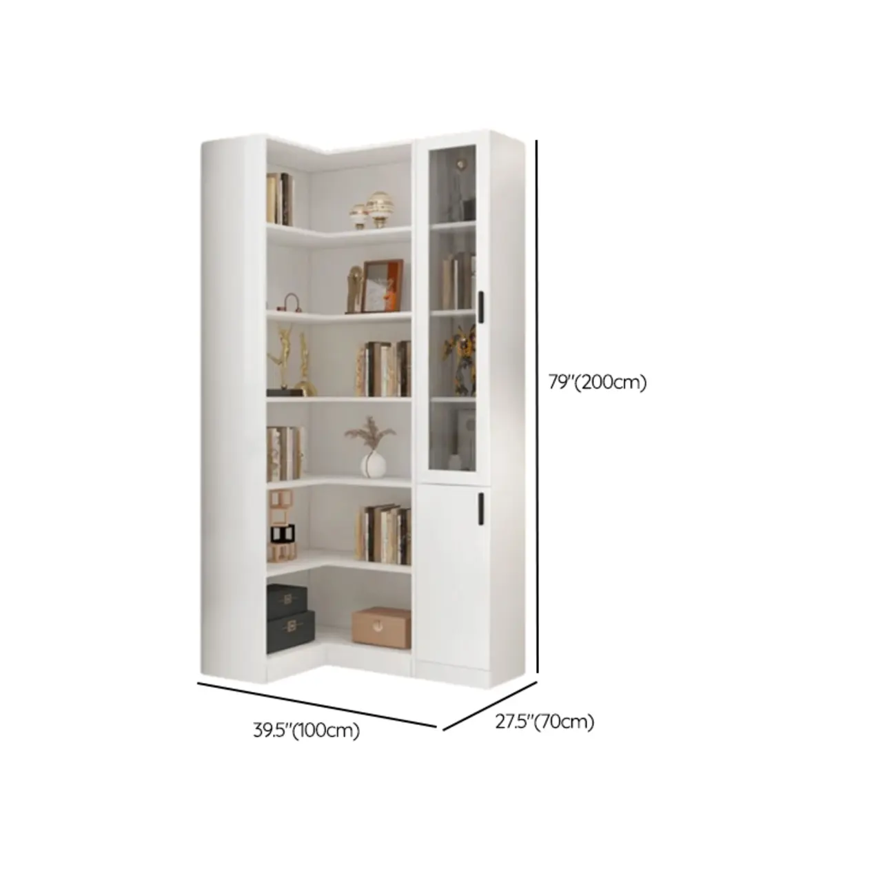 White Modern Display Bookcase with Storage Cabinet #size | homeyfad
