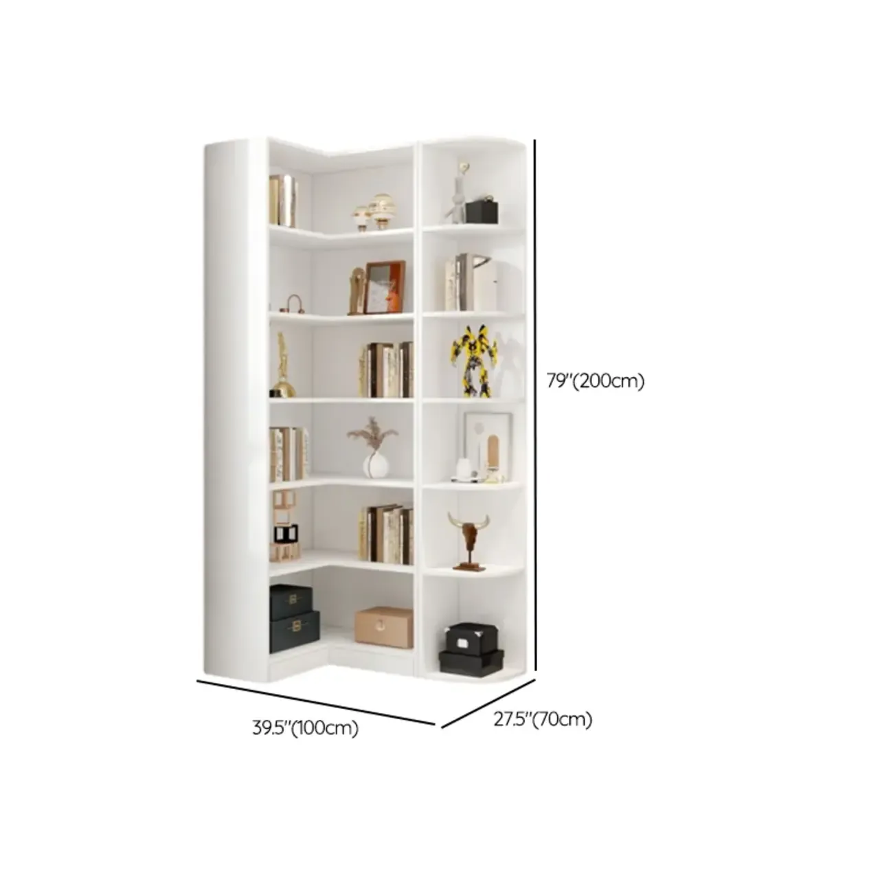 White Modern Display Bookcase with Storage Cabinet Image - 13