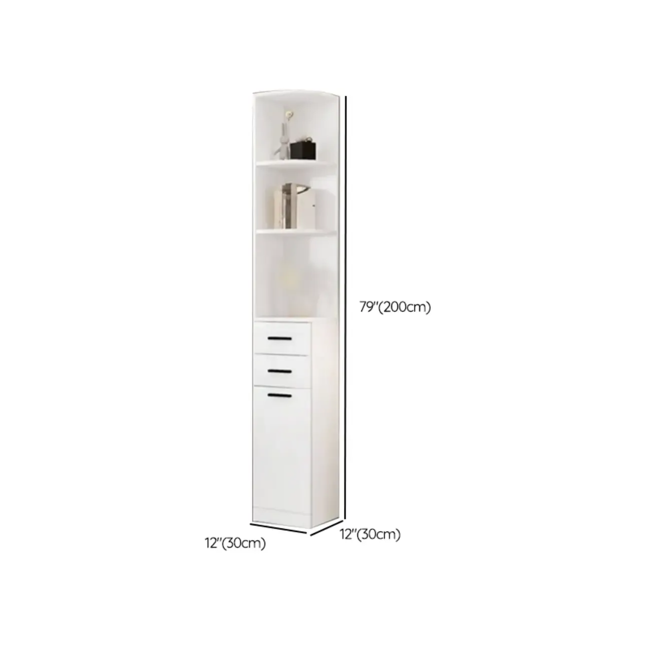 White Modern Display Bookcase with Storage Cabinet Image - 15