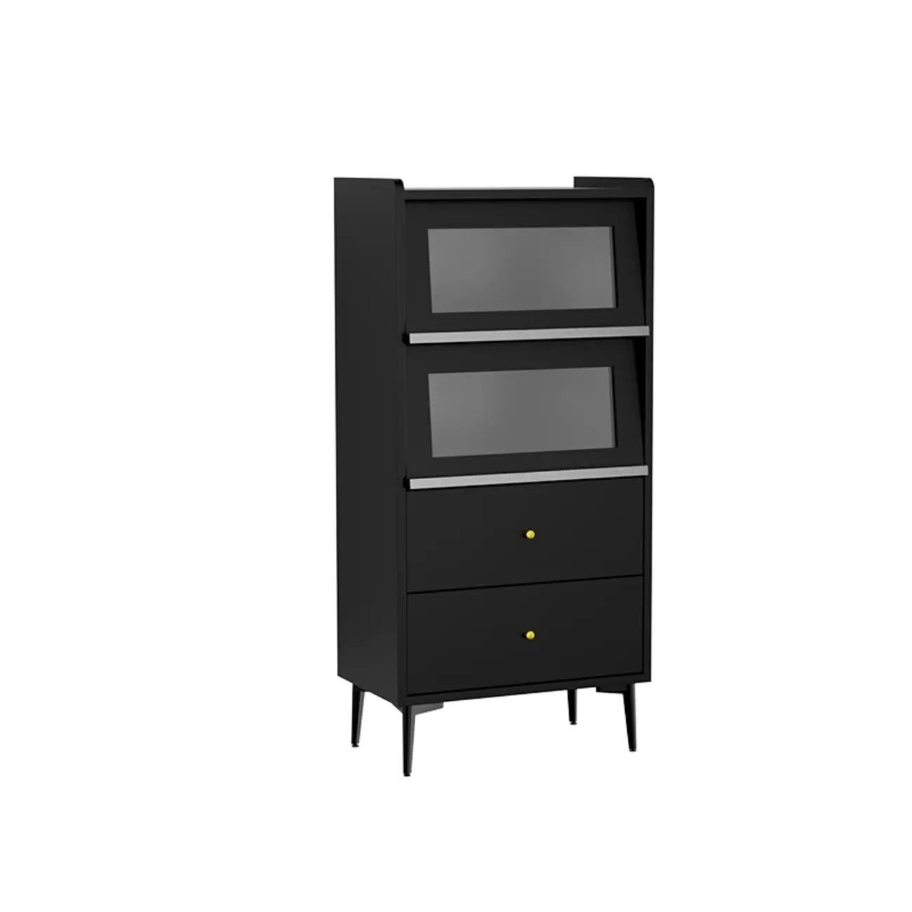 Modern Black Wood Flipped Glass Display Storage Cabinet Image - 2 | homeyfad
