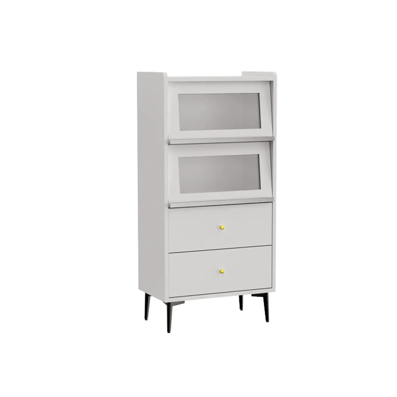 Modern Black Wood Flipped Glass Display Storage Cabinet Image - 5