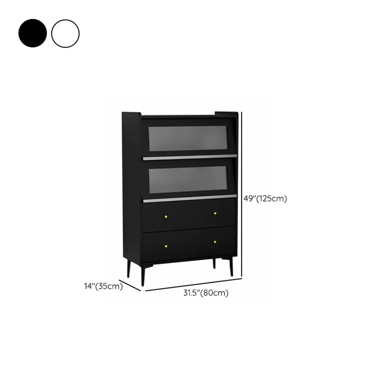 Modern Black Wood Flipped Glass Display Storage Cabinet Image - 15 | homeyfad