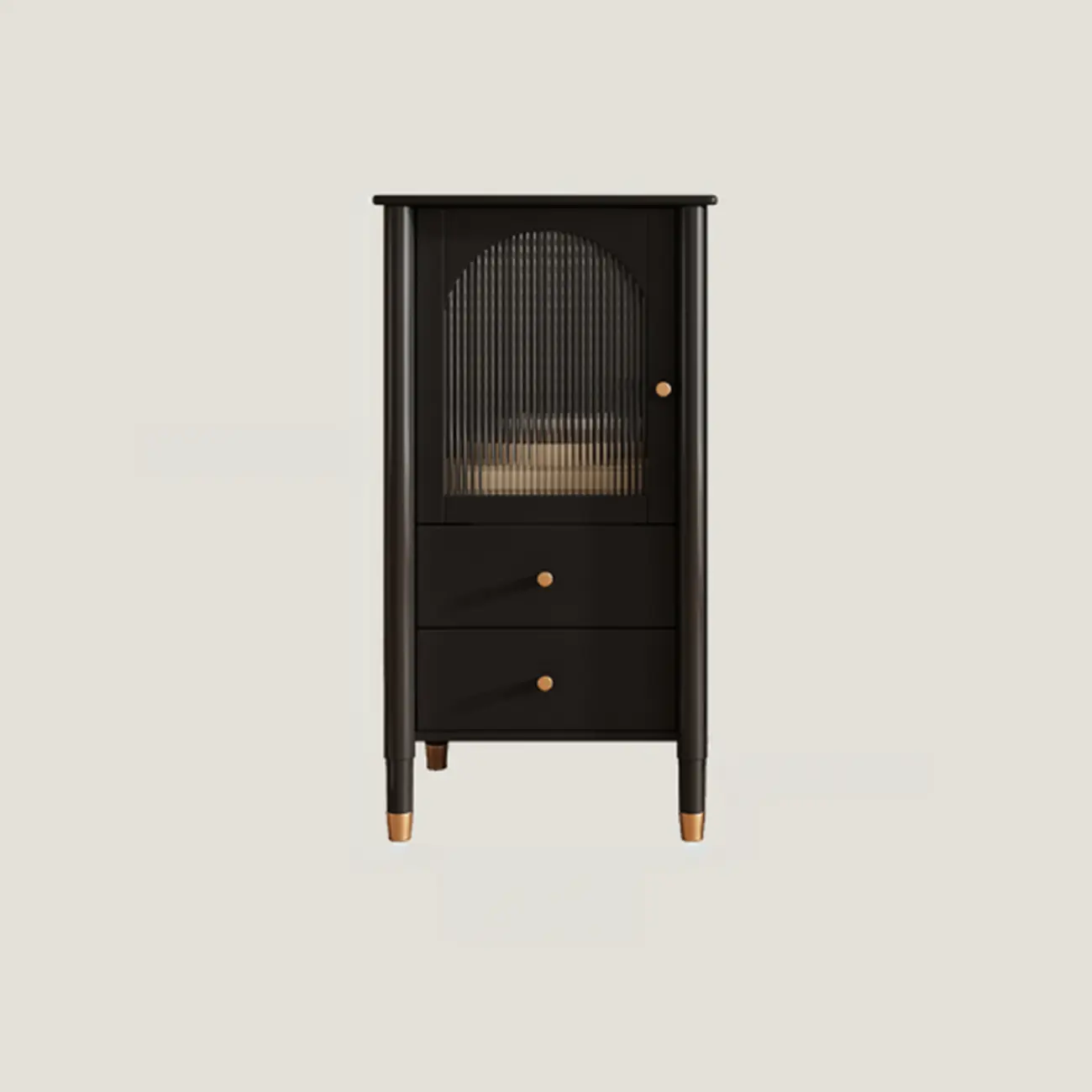 Modern Black Gold Wood Adjustable Shelves Glass Door Cabinet Image - 3 | homeyfad