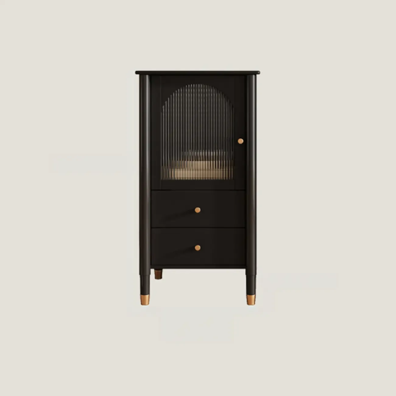 Modern Black Gold Wood Adjustable Shelves Glass Door Cabinet | HomeyFad