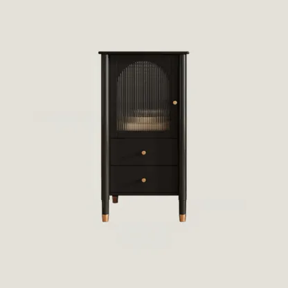 Modern Black Gold Wood Adjustable Shelves Glass Door Cabinet Image - 3