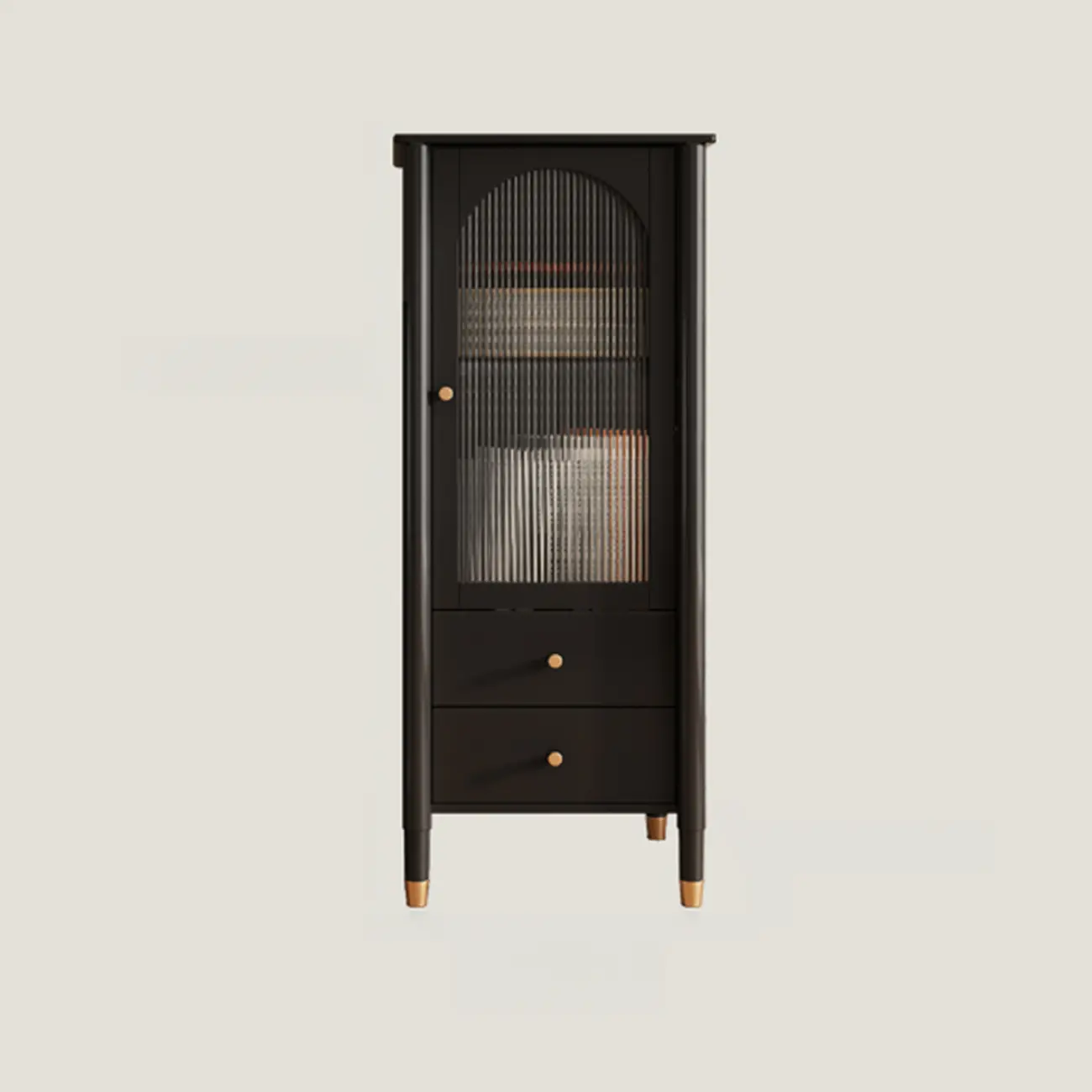 Modern Black Gold Wood Adjustable Shelves Glass Door Cabinet Image - 4 | homeyfad