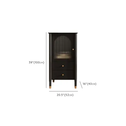 Modern Black Gold Wood Adjustable Shelves Glass Door Cabinet #size