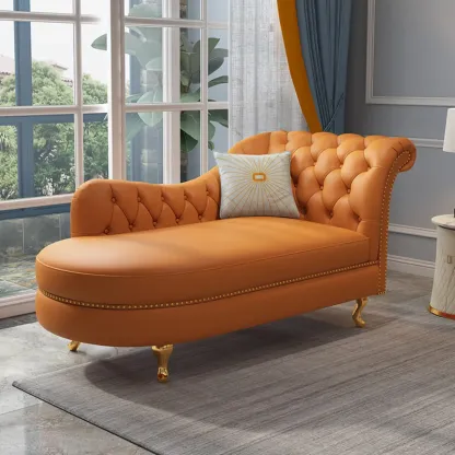 Luxurious Upholstered Chaise Lounge with Nailhead trim for Home Image - 1
