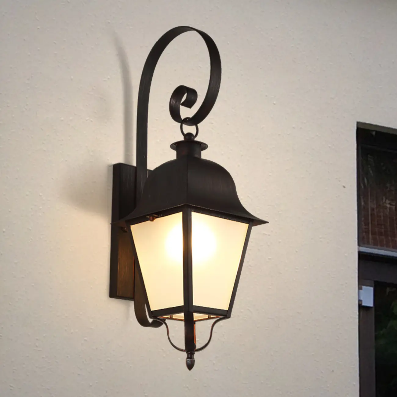 Vintage Black Outdoor Wall Light with Geometric Glass Image - 1 | homeyfad