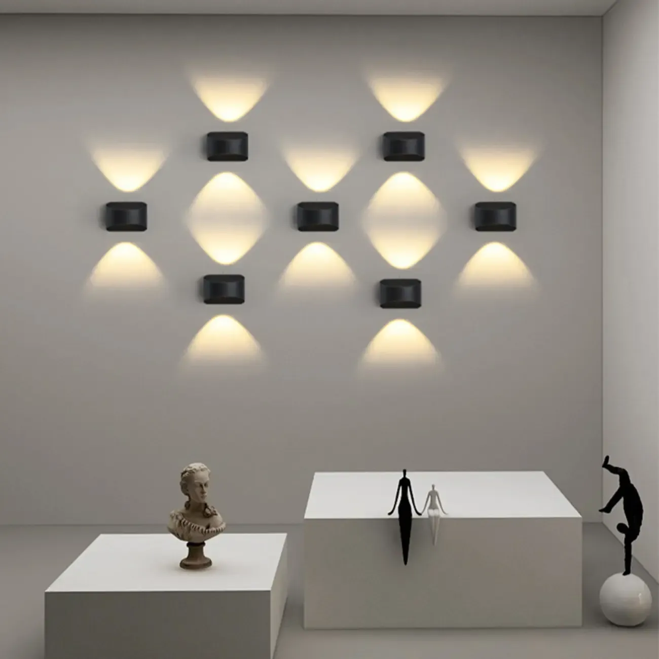 Modern Warm Light Black Metal Wall Sconce Image - 2