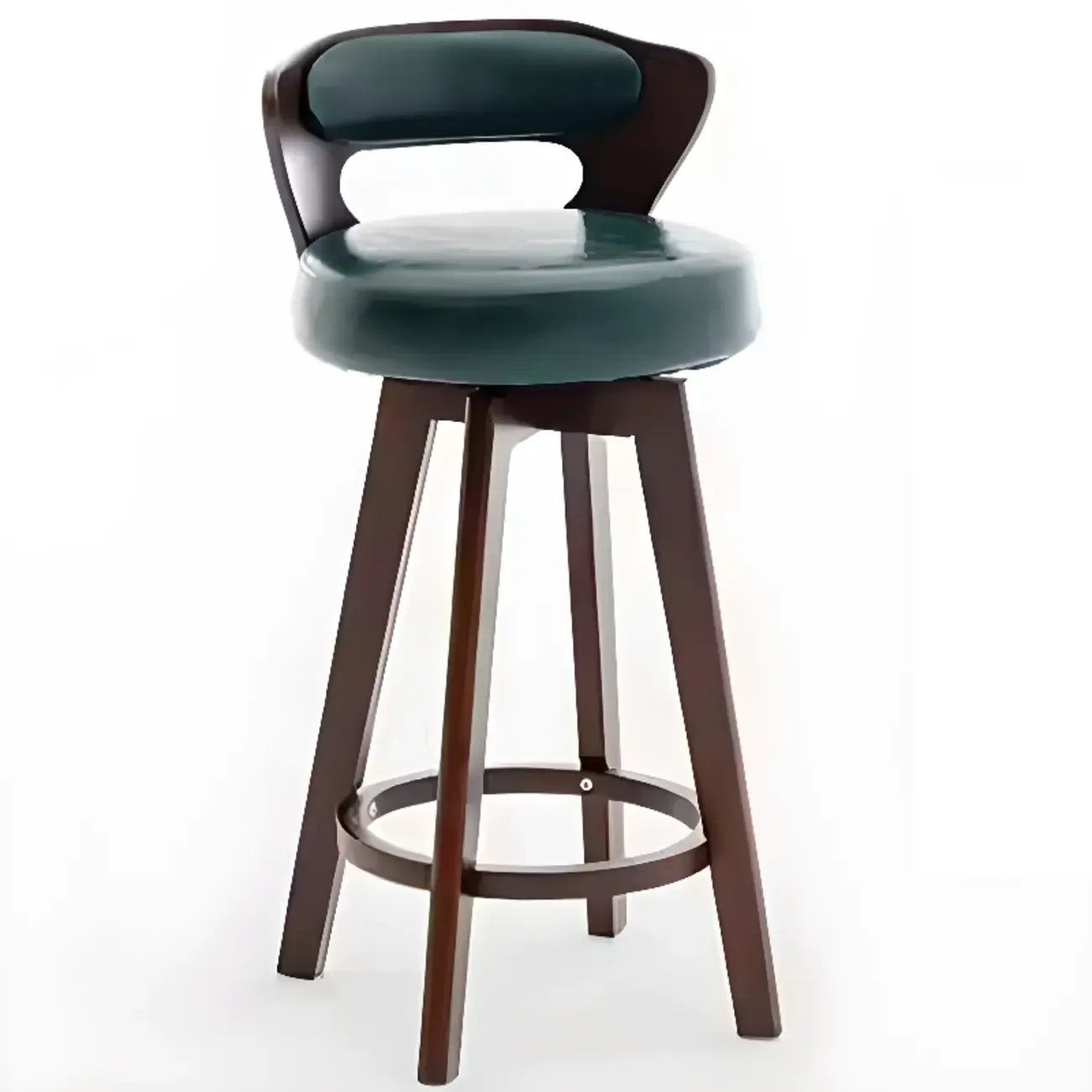 Wooden Upholstered Swivel Low Back Bar Stools Image - 13