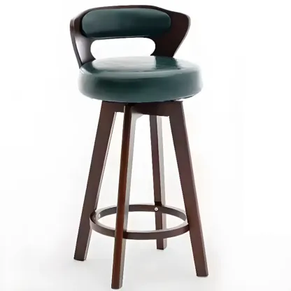 Wooden Upholstered Swivel Low Back Bar Stools Image - 13