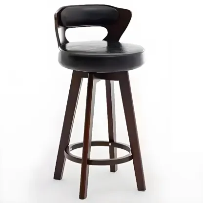 Wooden Upholstered Swivel Low Back Bar Stools Image - 15