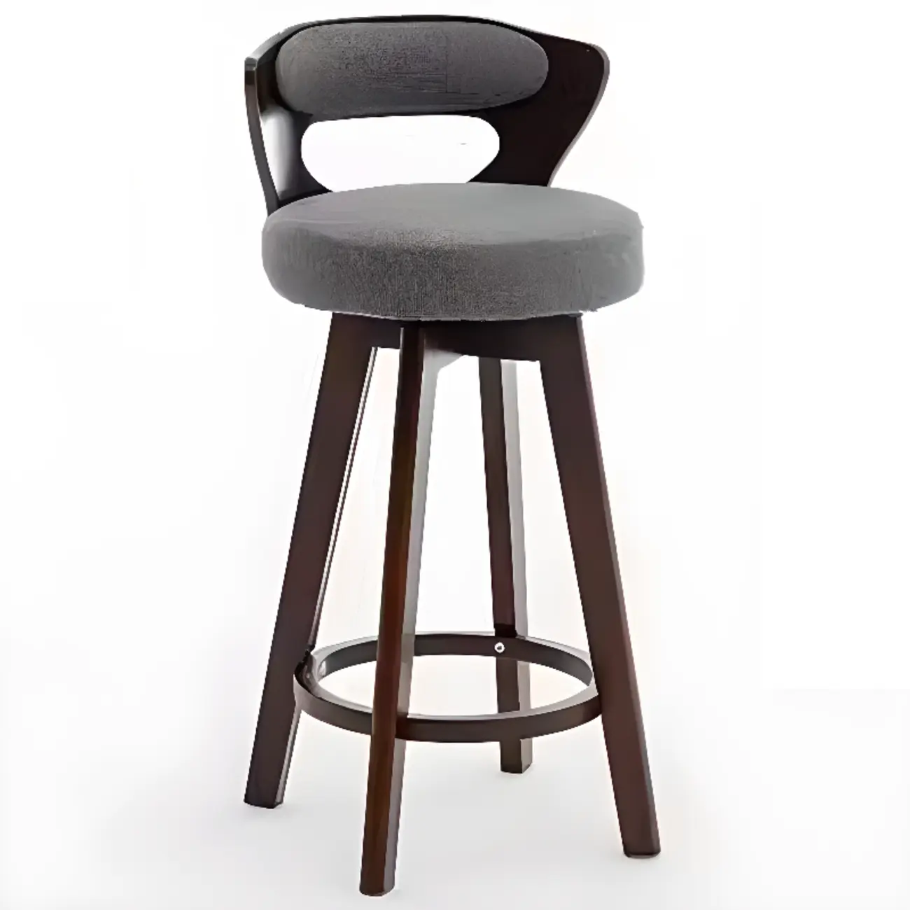 Wooden Upholstered Swivel Low Back Bar Stools Image - 17 | homeyfad