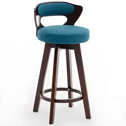 Wooden Upholstered Swivel Low Back Bar Stools Image - 18