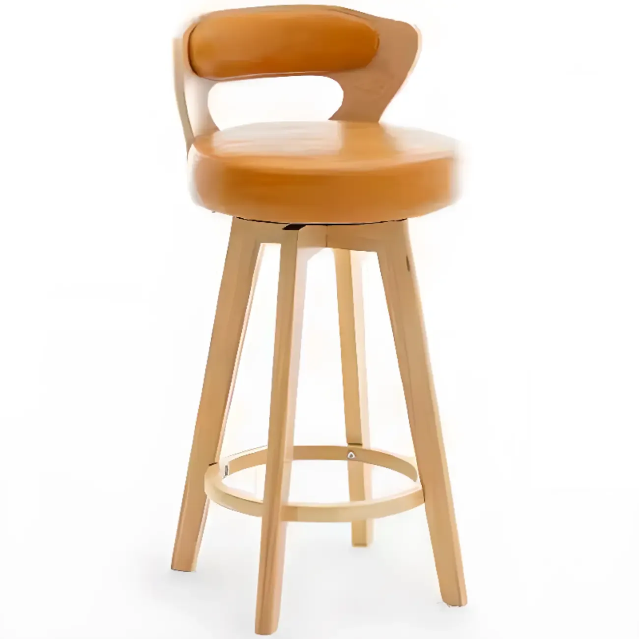 Wooden Upholstered Swivel Low Back Bar Stools Image - 19