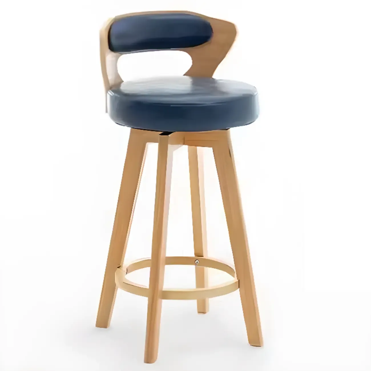 Wooden Upholstered Swivel Low Back Bar Stools Image - 20