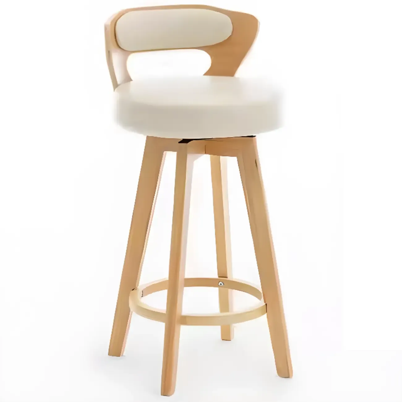 Wooden Upholstered Swivel Low Back Bar Stools Image - 21