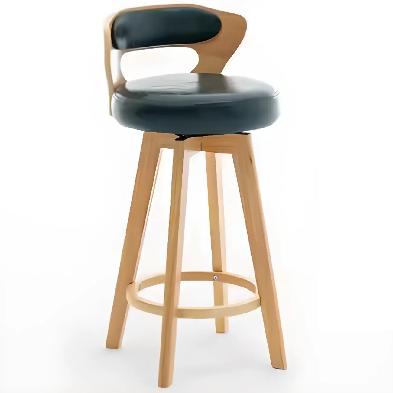 Wooden Upholstered Swivel Low Back Bar Stools Image - 23 | homeyfad