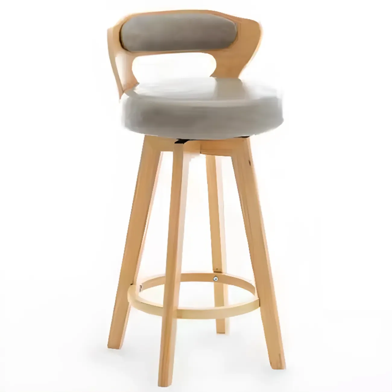 Wooden Upholstered Swivel Low Back Bar Stools Image - 24