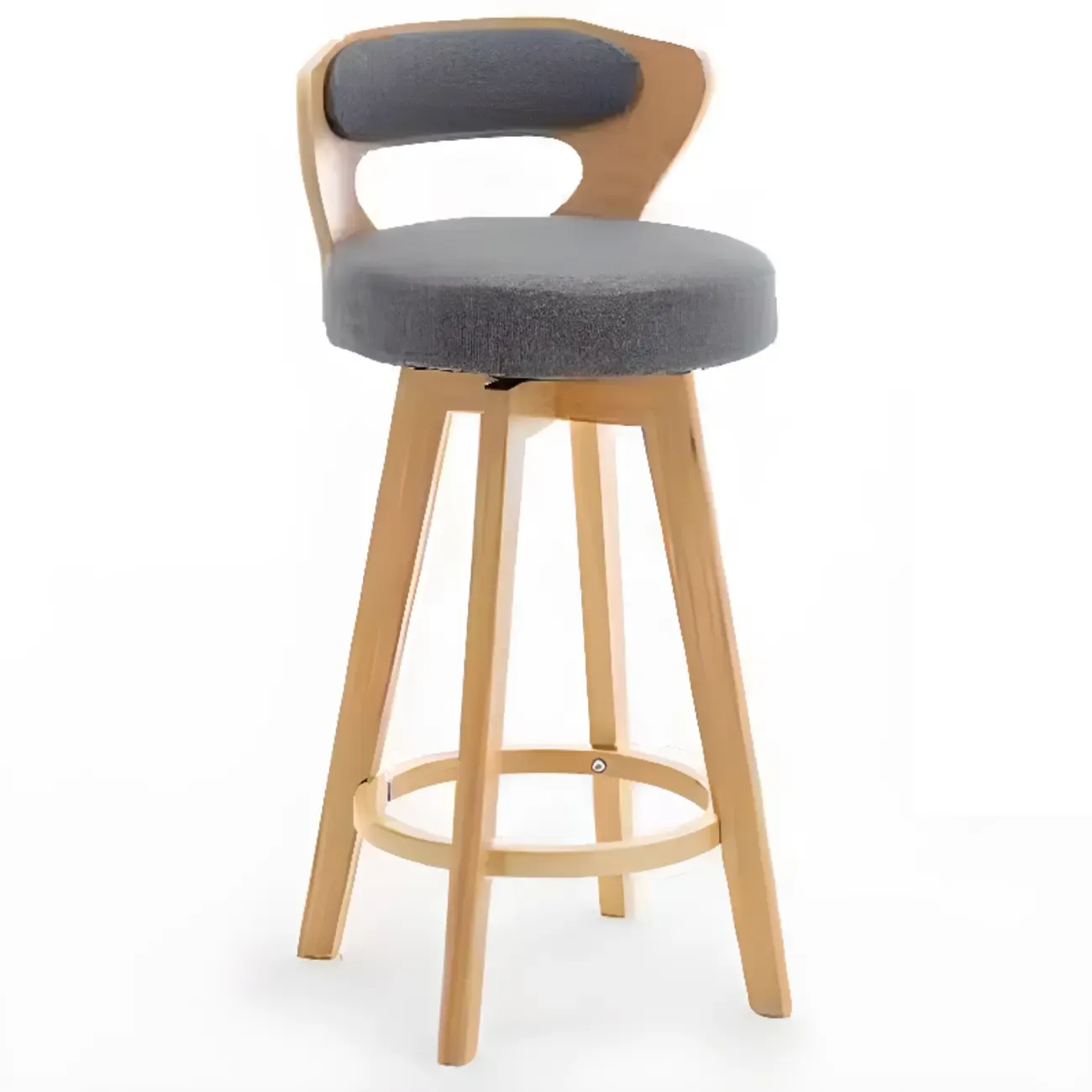 Wooden Upholstered Swivel Low Back Bar Stools Image - 27