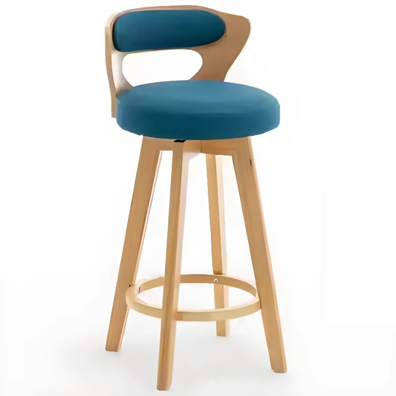 Wooden Upholstered Swivel Low Back Bar Stools Image - 28