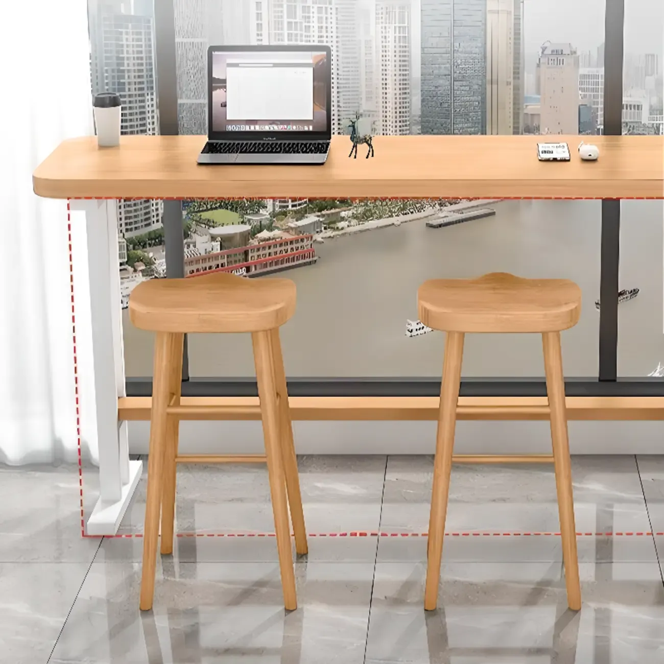 Modern Natural Wood Fixed Design Bar Tables Image - 5