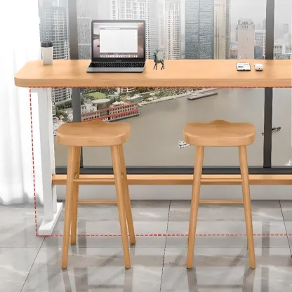 Modern Natural Wood Fixed Design Bar Tables Image - 5