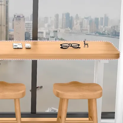 Modern Natural Wood Fixed Design Bar Tables Image - 6