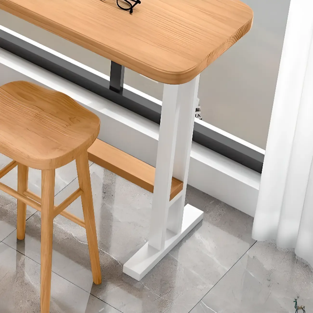 Modern Natural Wood Fixed Design Bar Tables Image - 7