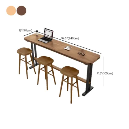Modern Natural Wood Fixed Design Bar Tables Image - 15
