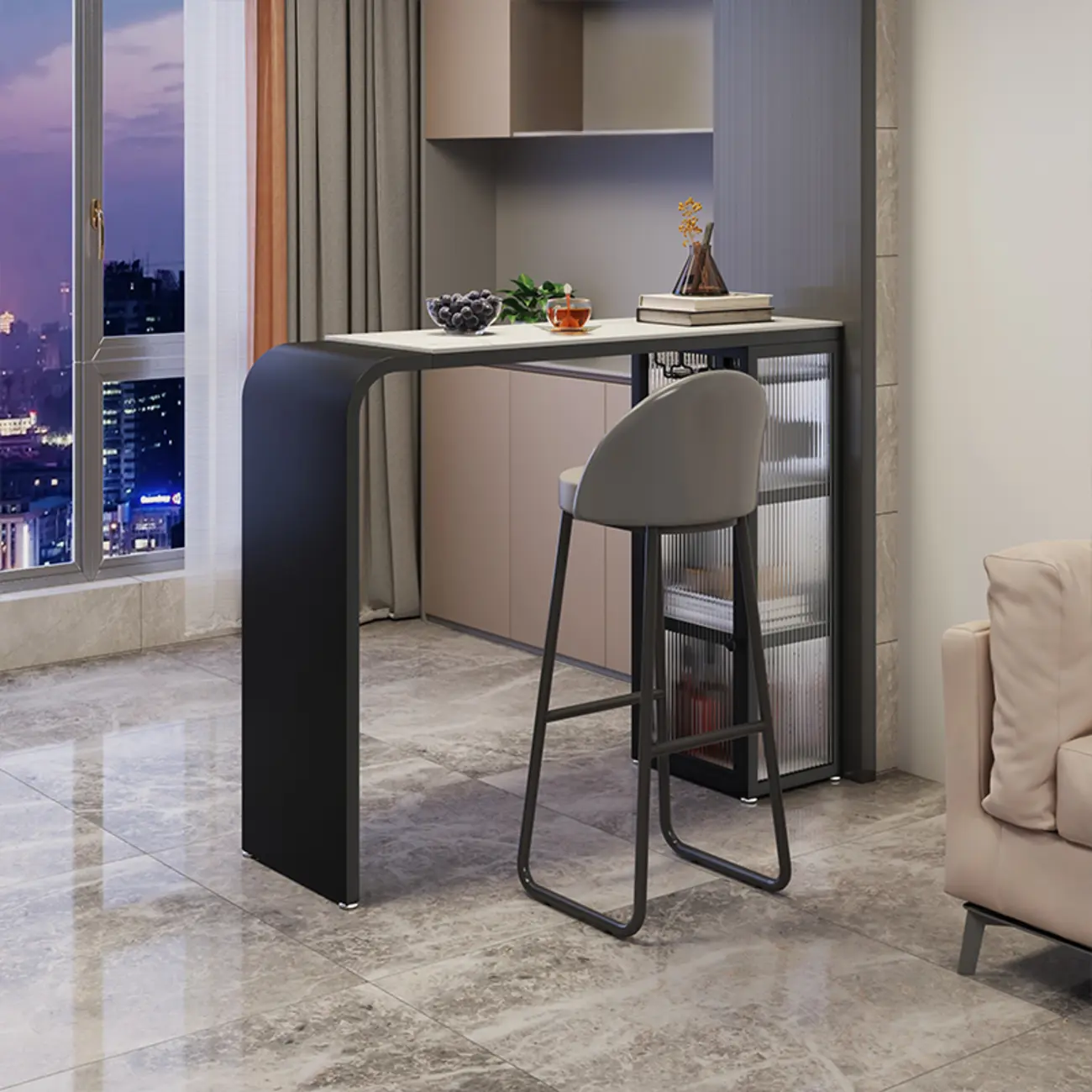 Modern Scratch Resistant Granite Top Pub Table for Kitchen Image - 3 | homeyfad