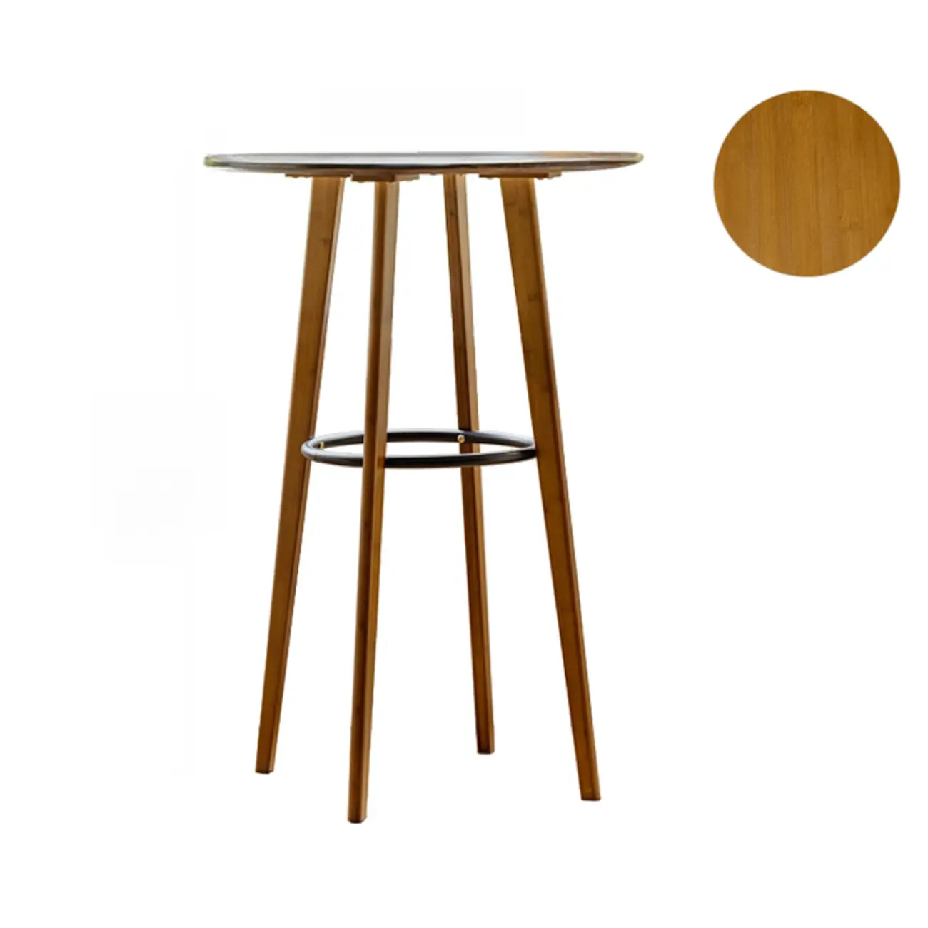 Modern Fixed Top Bamboo Orbicular Bar Tables Image - 5 | homeyfad