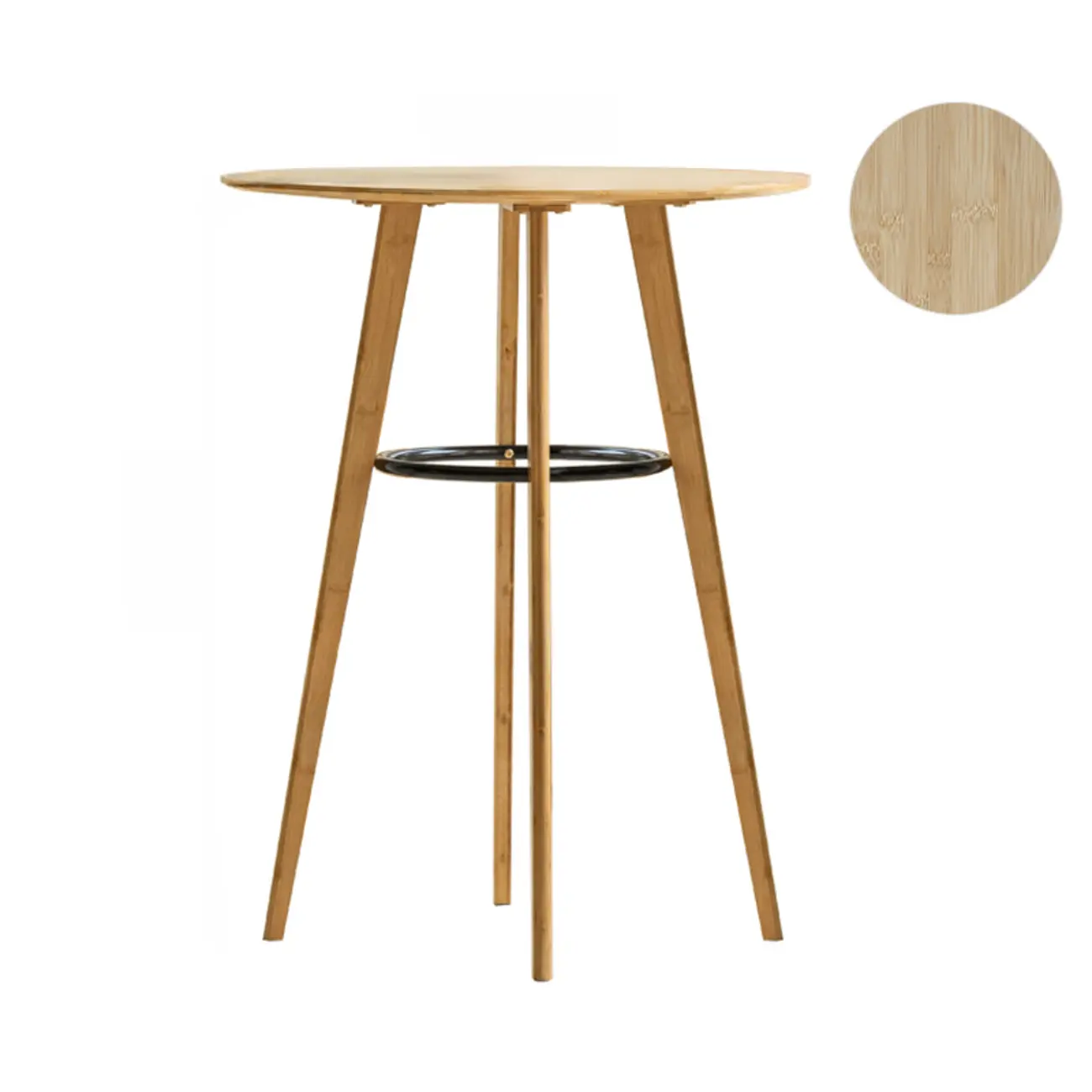 Modern Fixed Top Bamboo Orbicular Bar Tables Image - 6 | homeyfad
