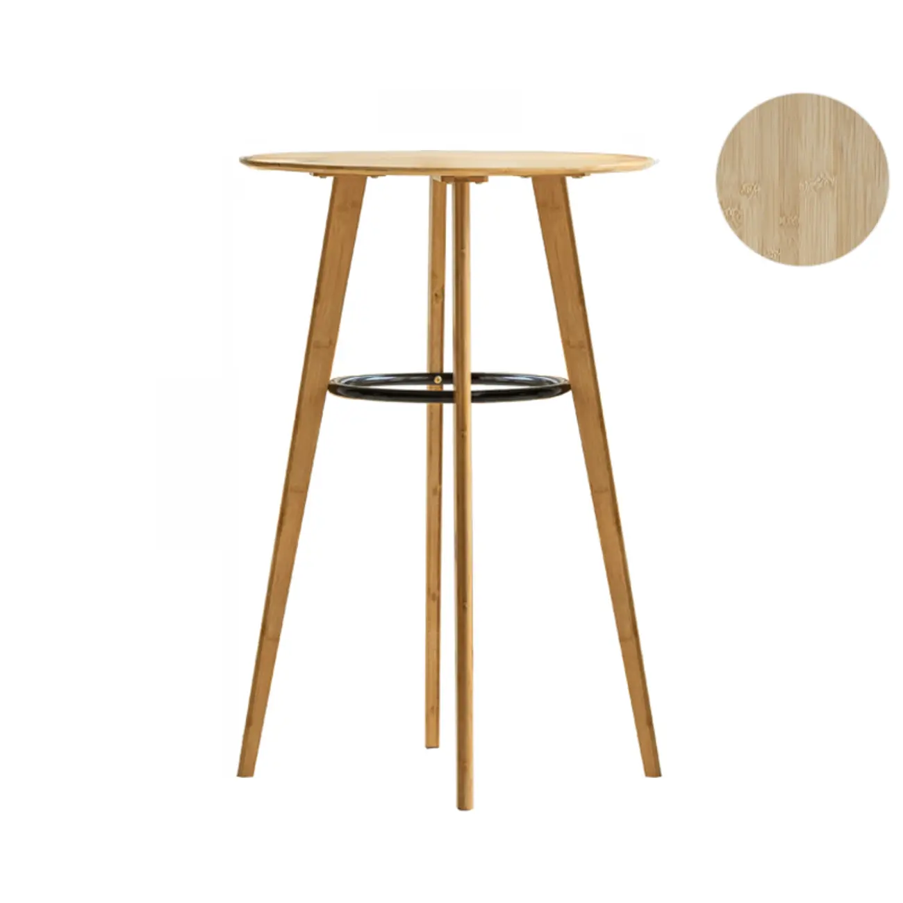 Modern Fixed Top Bamboo Orbicular Bar Tables Image - 7 | homeyfad