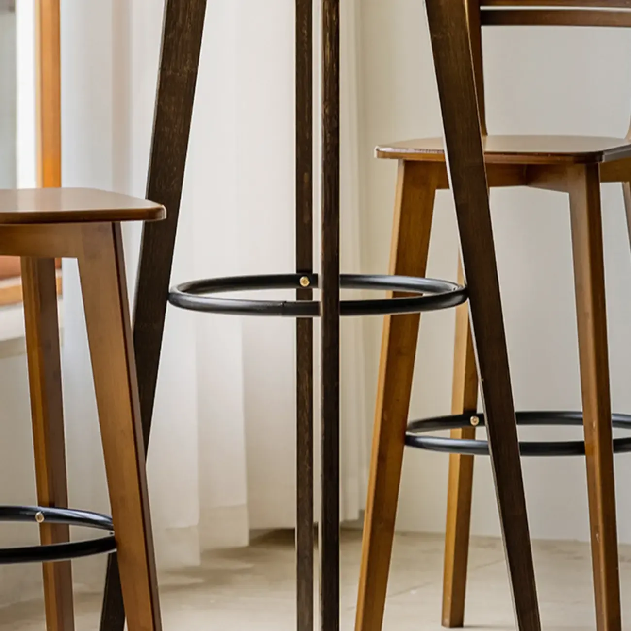 Modern Fixed Top Bamboo Orbicular Bar Tables Image - 10