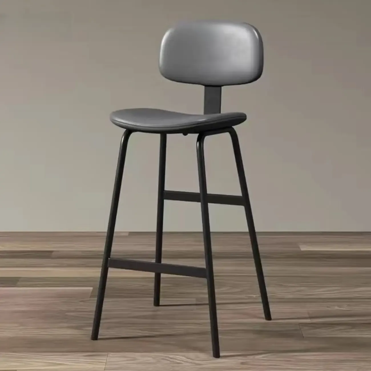 Saddle Leather Modern Ergonomic Low Back Bar Stool for Kitchen Image - 6