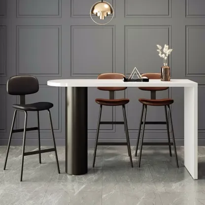 Saddle Leather Modern Ergonomic Low Back Bar Stool for Kitchen Image - 3