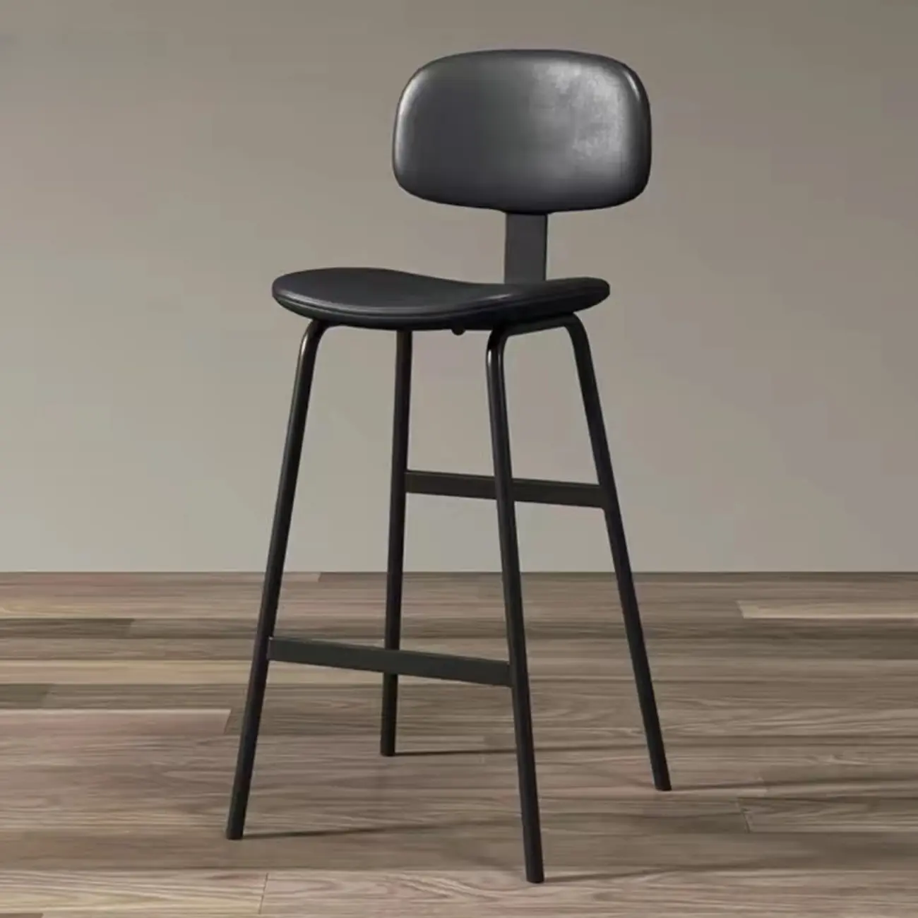 Saddle Leather Modern Ergonomic Low Back Bar Stool for Kitchen Image - 8 | homeyfad