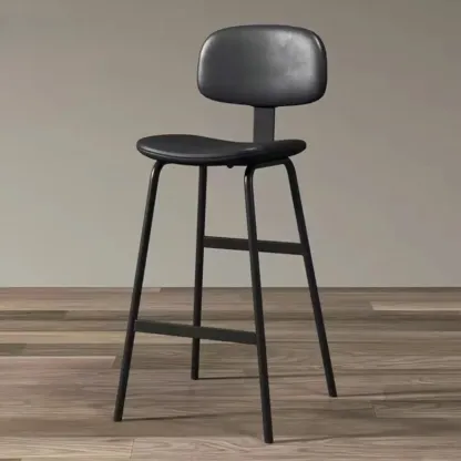 Saddle Leather Modern Ergonomic Low Back Bar Stool for Kitchen Image - 8
