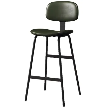 Saddle Leather Modern Ergonomic Low Back Bar Stool for Kitchen Image - 9