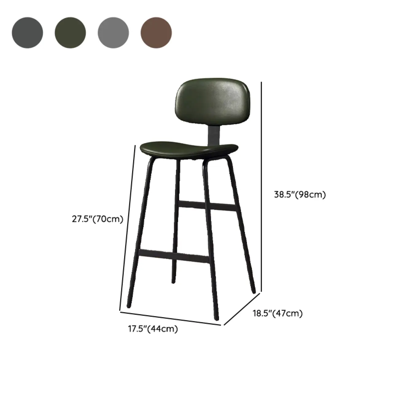 Saddle Leather Modern Ergonomic Low Back Bar Stool for Kitchen Image - 13 | homeyfad