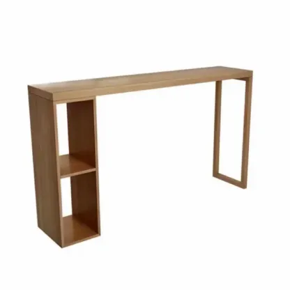 Scandinavian Brown Pine Fixed Storage Bar Tables Image - 2