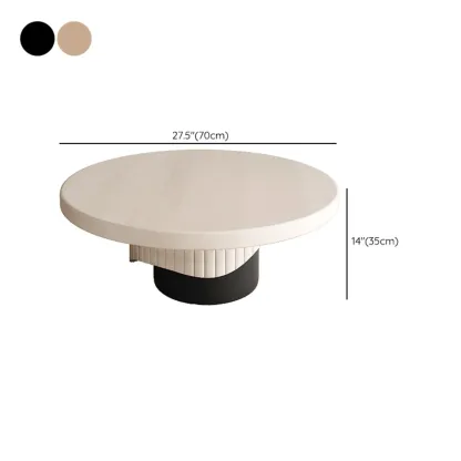 White Modern Stump Base Round Wood Coffee Table Image - 8
