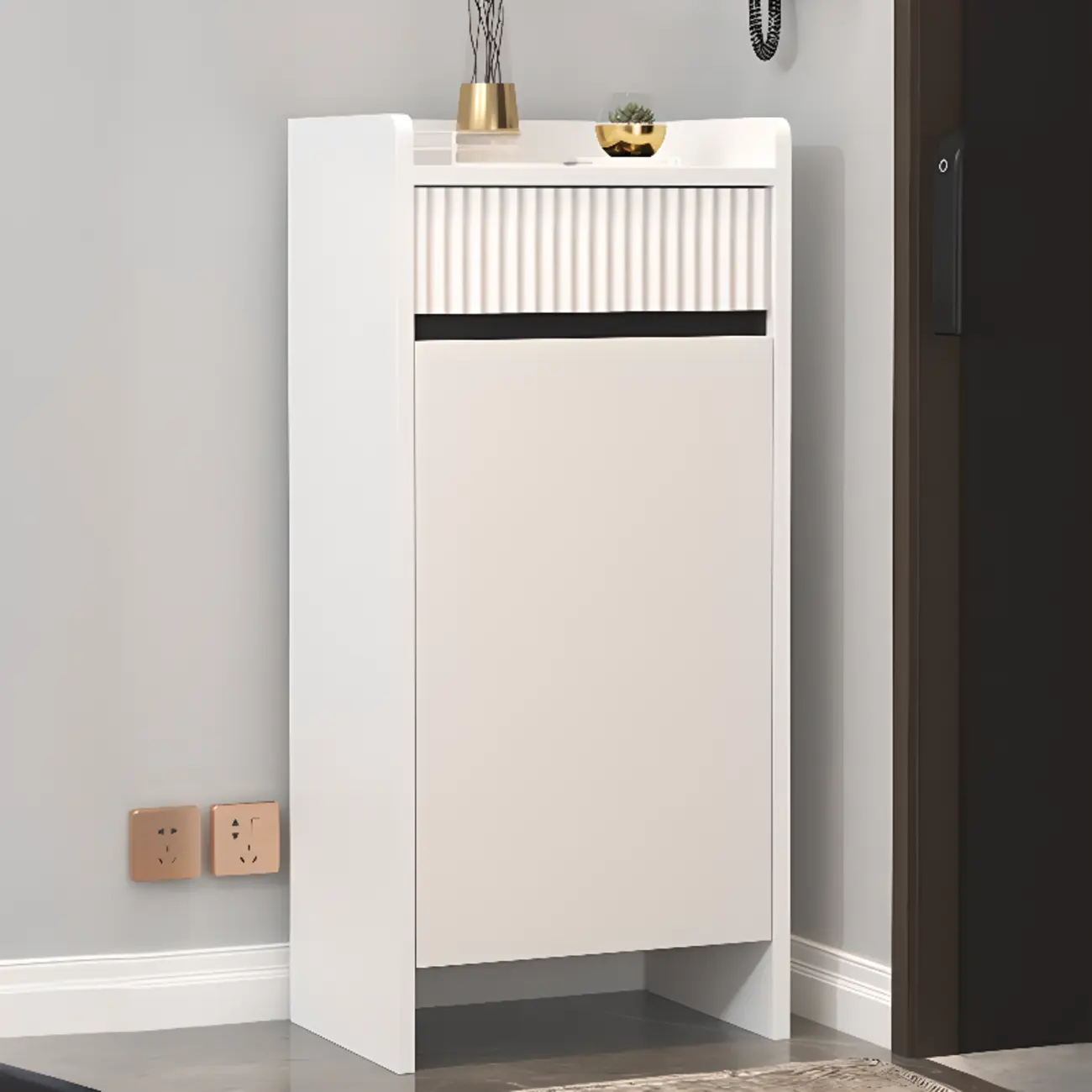 Modern Wood Shoe Cabinet with Drawer and Shelves | homeyfad