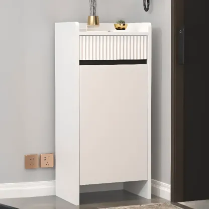 Modern Wood Shoe Cabinet with Drawer and Shelves