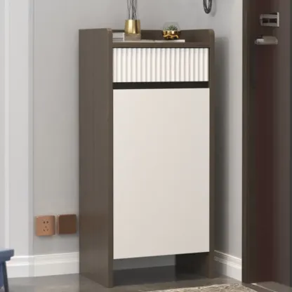 Modern Wood Shoe Cabinet with Drawer and Shelves