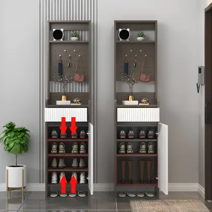Modern Wood Shoe Cabinet with Drawer and Shelves