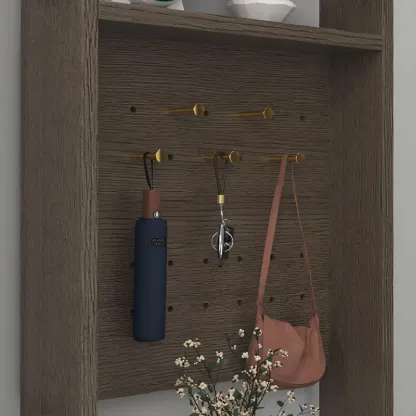 Modern Wood Shoe Cabinet with Drawer and Shelves