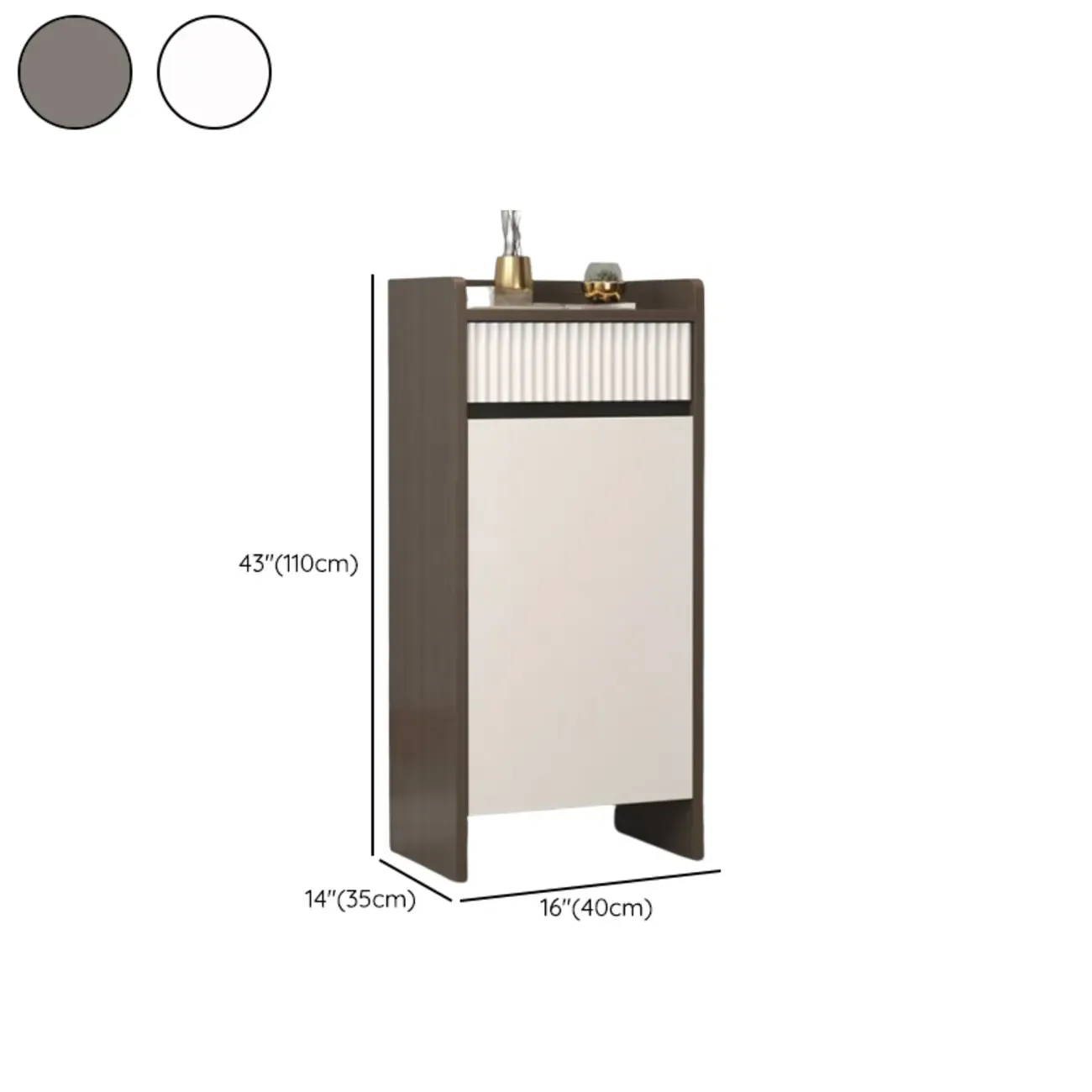 Modern Wood Shoe Cabinet with Drawer and Shelves